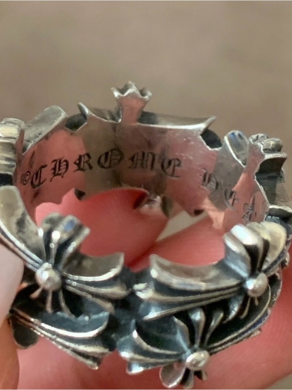 Chrome Hearts Cross Crown Ring - Blackened Silver Tone - Picture 5 of 11